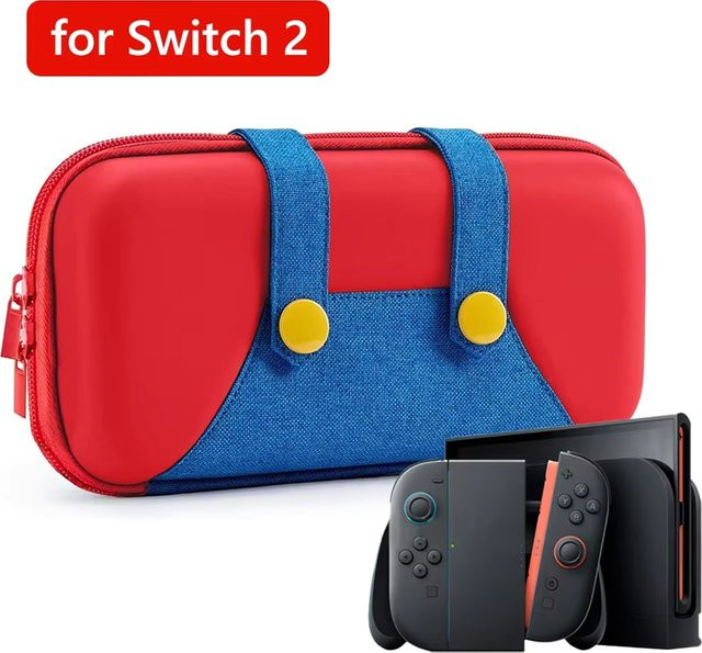 Wasserdichte EVA-Hartschalen-Tragetasche für Nintendo Switch 2 und NS2 in Rot und Blau - Bild 1