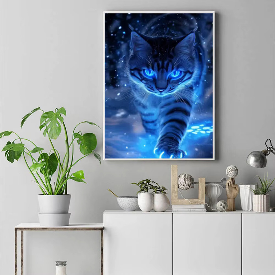 Huacan Diamantmalerei Katze als Mosaik-Bild zur Wanddekoration für dein Wohnzimmer B/H/T: 40 x 30 x 20 cm - Bild 3