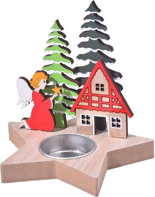 Yiran Furniture Kerzenständer aus Holz für Tealights in Mehrfarben als Weihnachtsdekoration - Bild 1
