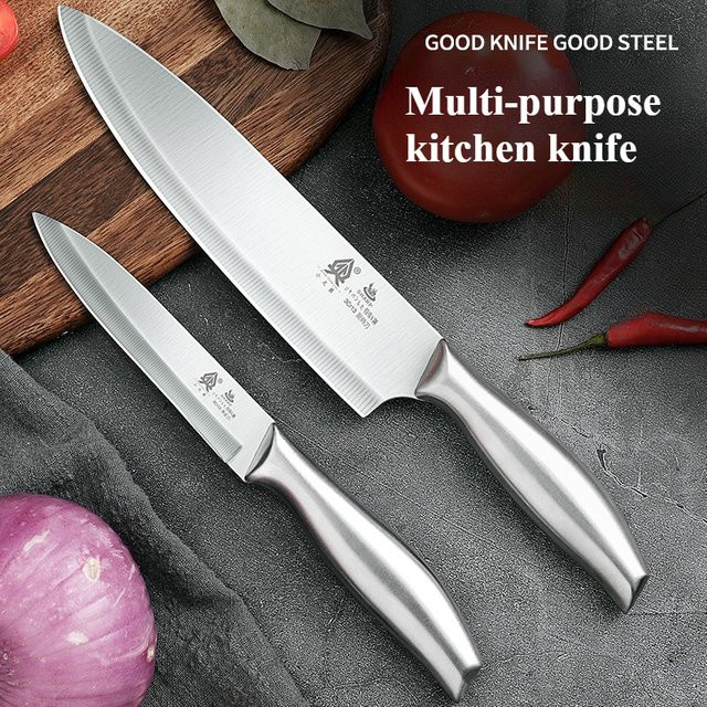 PLYS All-in-One Kochmesser aus silberfarbenem Edelstahl für Fleisch, Gemüse und Obst - Bild 1