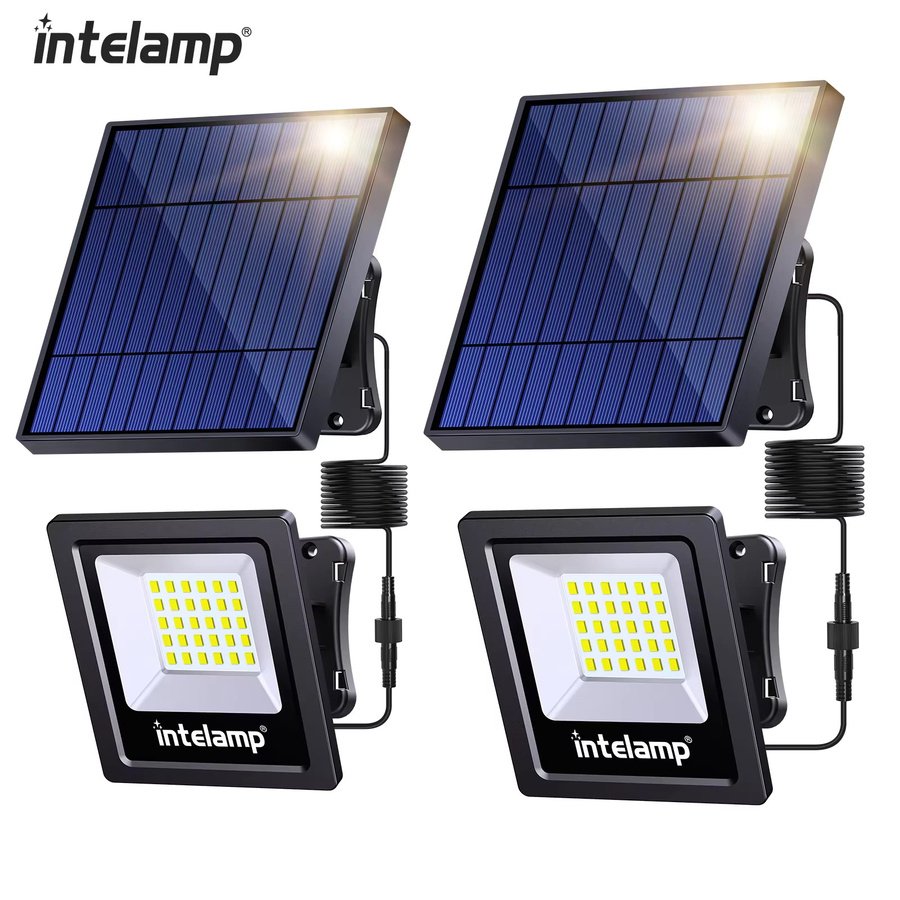 intelamp LED Solar-Sicherheitsflutlicht mit 4400 mAh Akku und automatischer Ein-/Ausschaltung für Garten, Garage und Außenbereich - Bild 7