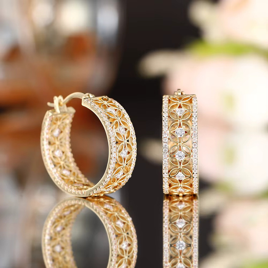 Huitan Creolen, Gold, Zirkonia, Damen - Bild 2