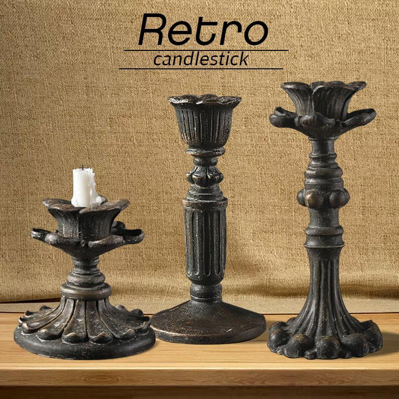 Yiran Furniture Vintage Kerzenständer im europäischen Gothic-Stil aus Polyresin für Säulenkerzen, Kugelkerzen und Stabkerzen - Bild 2
