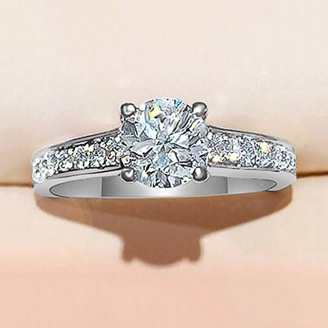 Huitan Mode Ring, Silber, Zirkonia, Damen, Hochzeit, Verlobung - Bild 1