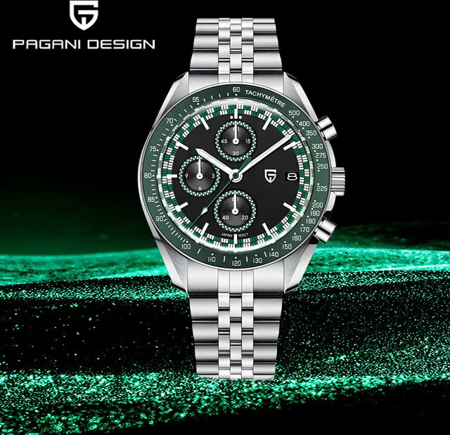 Pagani Design Chronograph, Quarz, Edelstahl, Schwarz, Silber, Herren - Bild 1
