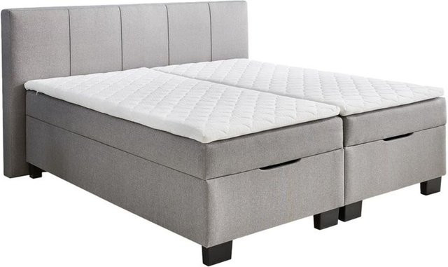 SUN GARDEN Bett in Boxspringoptik TOWNSVILLE in Kieselgrau mit Taschenfederkern und Lift-up-Funktion - Bild 1