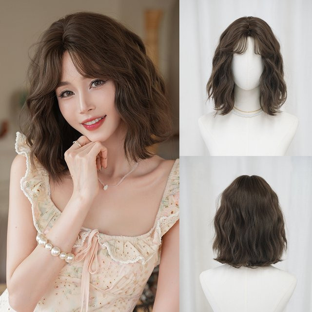 7JHH WIGS Wasserwellen-Perücke, Kurze Perücke, Kühles Braun, Damen - Bild 1