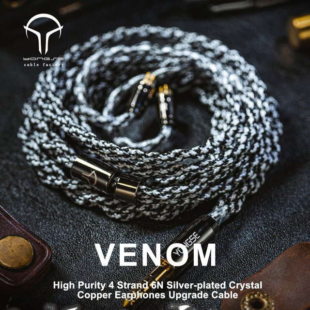 Yongse Venom 4-strängiges 6N-Ohrhörer-Upgrade-Kabel aus versilbertem Kristallkupfer - Bild 1