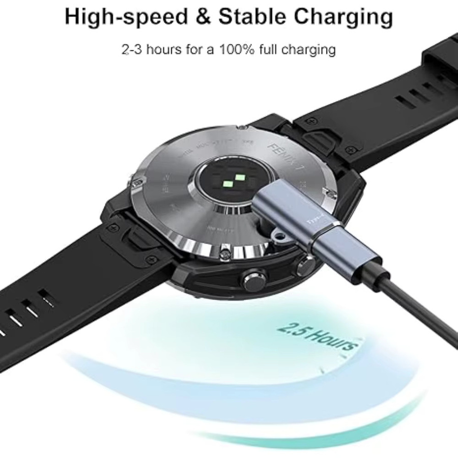 USB-C Ersatzladegerät kompatibel mit Garmin Forerunner 965 955 945 935 745 265 255 245 165 55 45 Smartwatch Ladekabel in Schwarz und Blau - Bild 3