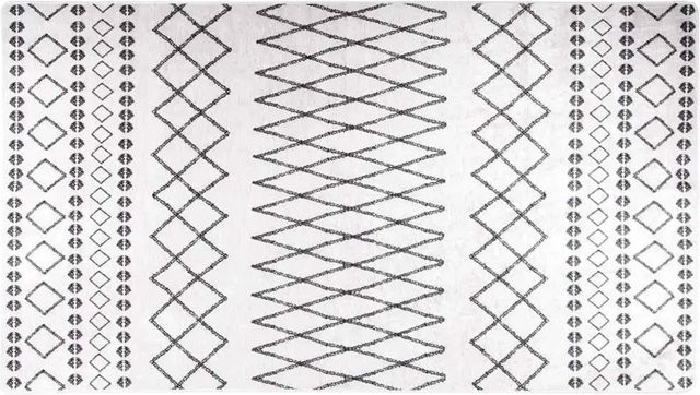 vidaXL Teppich in Schwarz und Weiß, geometrisches Design, rutschfest, waschbar, B x L: 190 x 300 cm - Bild 1