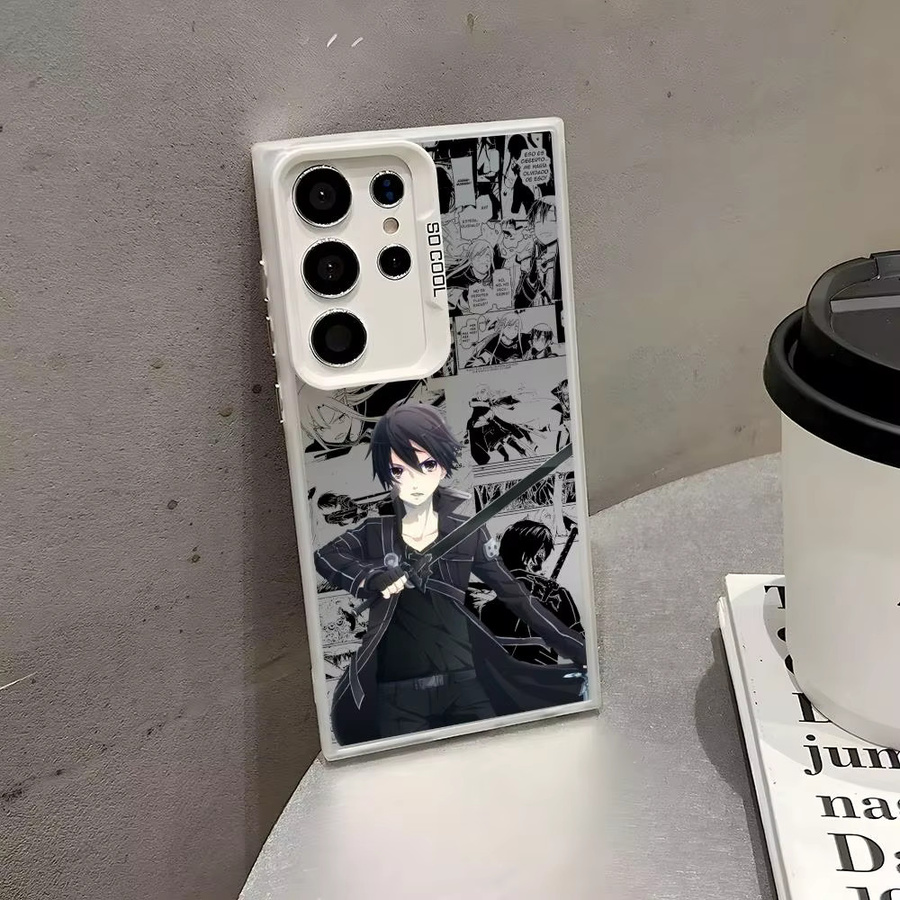Anime Kazuto Handyhülle mit Laser-Matt-Effekt für Samsung Galaxy S25 S24 S23 S22 S21 Ultra Plus, Stoßfeste Hartschale, Schwarz/Mehrfarbig - Bild 3