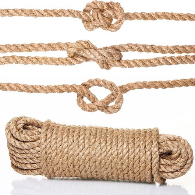 Natürliches Jute-Hanfseil in Beige, 10 Meter Länge als starke Bastelschnur für Heimwerken, Kunsthandwerk und Floristik - Bild 1