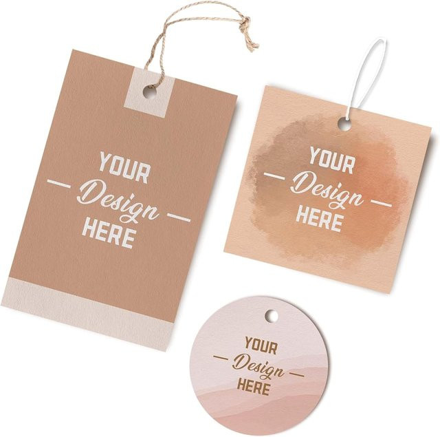 Individuelle Papier-Hängeetiketten in Beige für Kleidung und Geschenke - Bild 1