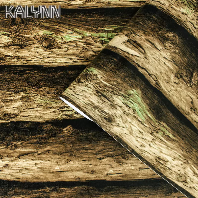 KALYNN Vinyl 3D Blockhaus selbstklebende Tapete in Braun, B: 45 cm, L: 6 m - Bild 3
