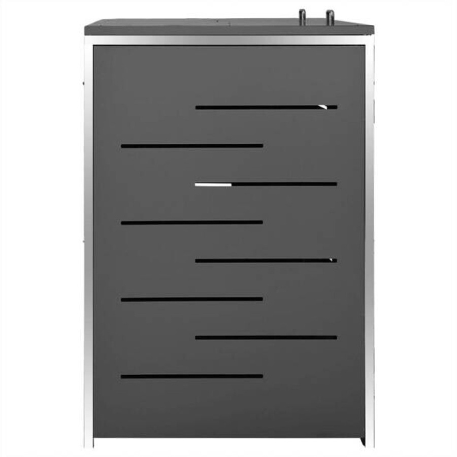 vidaXL Mülltonnenbox aus Edelstahl in Anthrazit und Silber, B/H/T: 138 x 112,5 x 77,5 cm - Bild 3