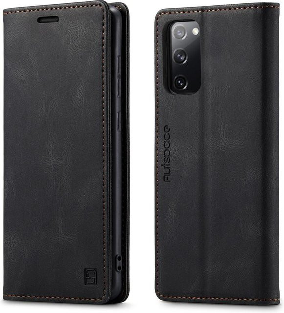 Samsung Galaxy S20 FE 5G Lederhülle als Brieftasche mit Magnetverschluss und Kartenfach in Schwarz - Bild 1