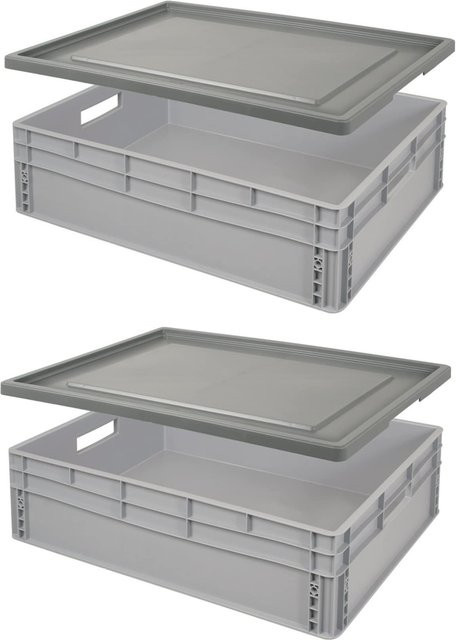 BRB Euro-Stapelbehälter-Set 21623, Grau, B/T/H: 80 x 60 x 22 cm - Bild 1