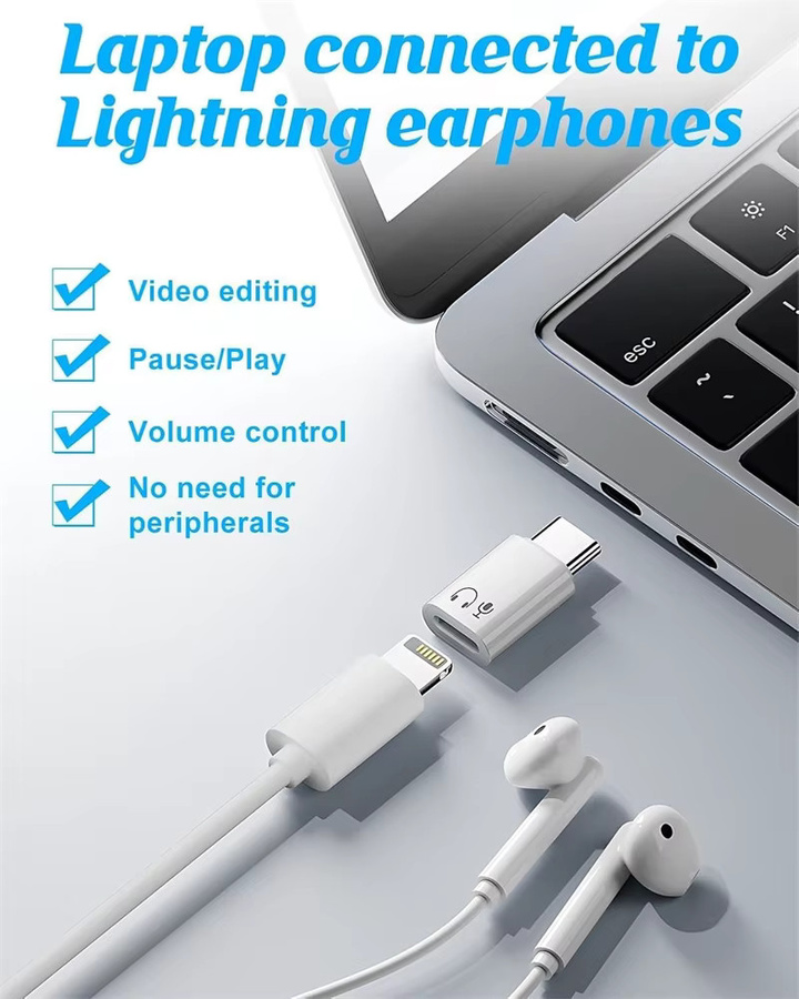 NMEGOU Lightning auf USB-C Audio-Adapter für iPhone und iPad, Weiß, Konverter für 3,5 mm Klinken-Kopfhörer - Bild 5