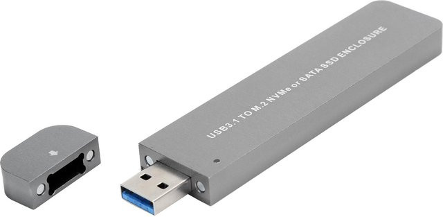 Honor Electronics LM-915 M.2 NVMe/SATA SSD Festplattengehäuse aus Aluminiumlegierung mit USB 3.1, Farbe: Grau - Bild 1