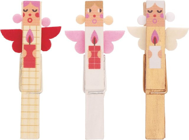 Rico Design Dekoklammern Engel Mix in Weiß und Gold für Weihnachten und Advent, 3 Stück, Höhe: 7 cm - Bild 1