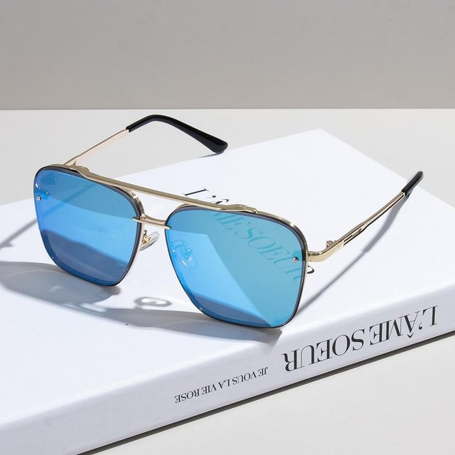 Aura Hub Sonnenbrille, quadratisch, Vollrand, Metall, blue, Unisex - Bild 1