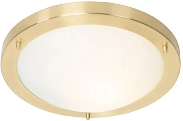 QAZQA Yuma Moderne Deckenleuchte Gold, IP44 Badezimmerleuchte aus Stahl und Glas, E27, Durchmesser: 31 cm - Bild 1
