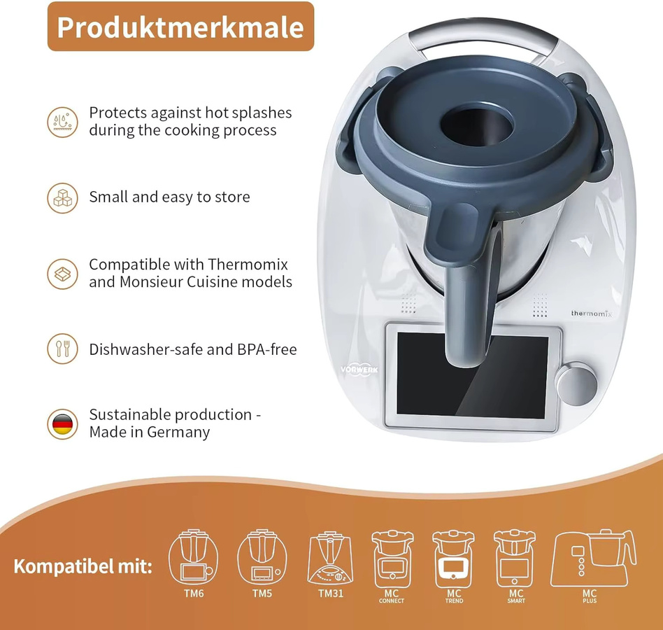 Vorwerk Mischtopf-Deckel für Thermomix TM6 und TM5 Zubehör Weitmunddeckel - Bild 5