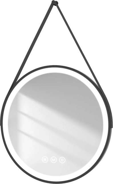 Emke Badspiegel Rund in Schwarz mit LED-Beleuchtung, Dimmbar und 3 Farbtemperaturen, Breite: 60 cm - Bild 1