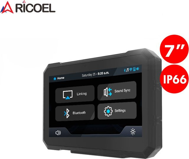 RICOEL 7-Zoll CarPlay Motorrad-Navigationssystem mit Bluetooth und GPS in Schwarz - Bild 1