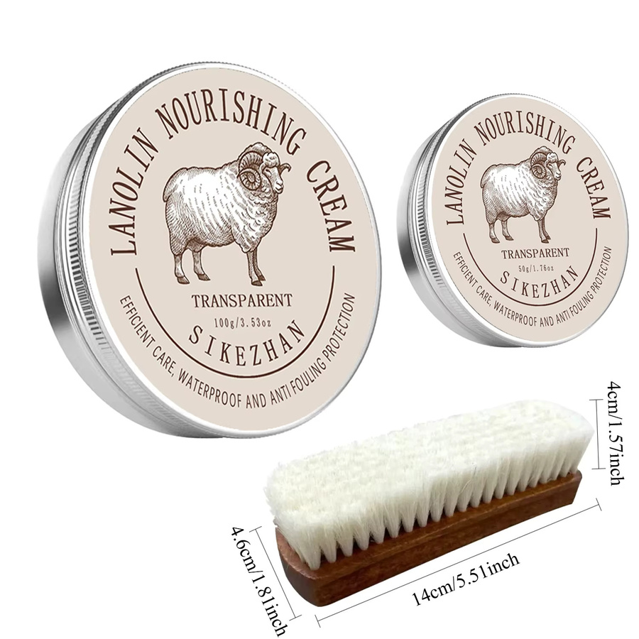 VIE LENTE Reinigungswerkzeug-Set für Leder und Wolle mit Pflegecreme, Schaföl und Polierbürste - Bild 6