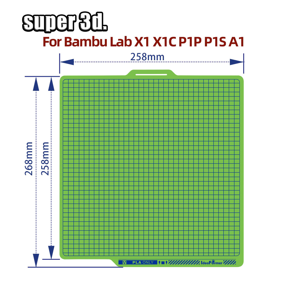 Bambu Lab PLA-Bauplatte für Kaltplatten-Drucker P1P X1 X1c P1S A1 A1 Mini aus Federstahl - Bild 2