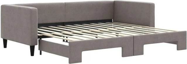 vidaXL Ausziehbares Tagesbett in Taupe mit Stoffbezug, B/T: 90 x 200 cm - Bild 1