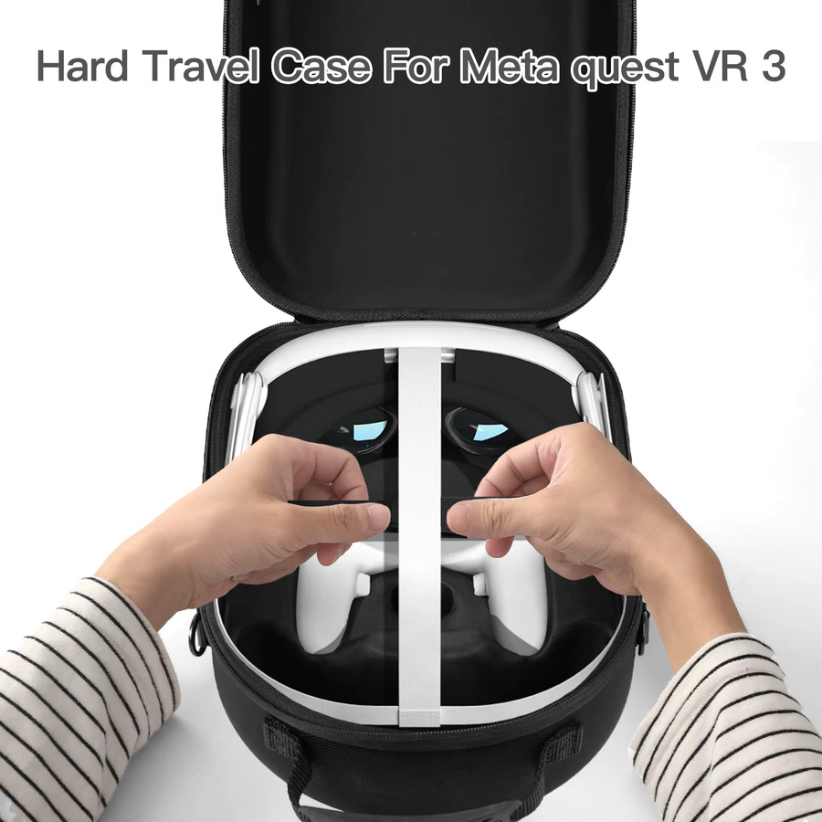 APWIKOGER Aufbewahrungstasche für Meta Quest 3 VR Brille aus EVA Hartschale mit Schultergurt, Grau/Schwarz - Bild 5