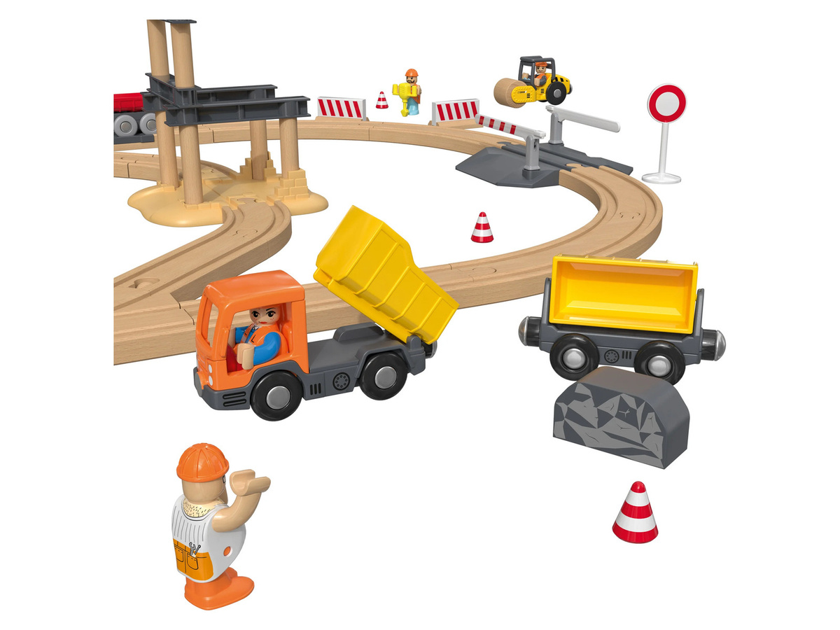 LUPILU Eisenbahn-Set Baustelle Freizeitpark Holzspielzeug ab 3 Jahren - Bild 2