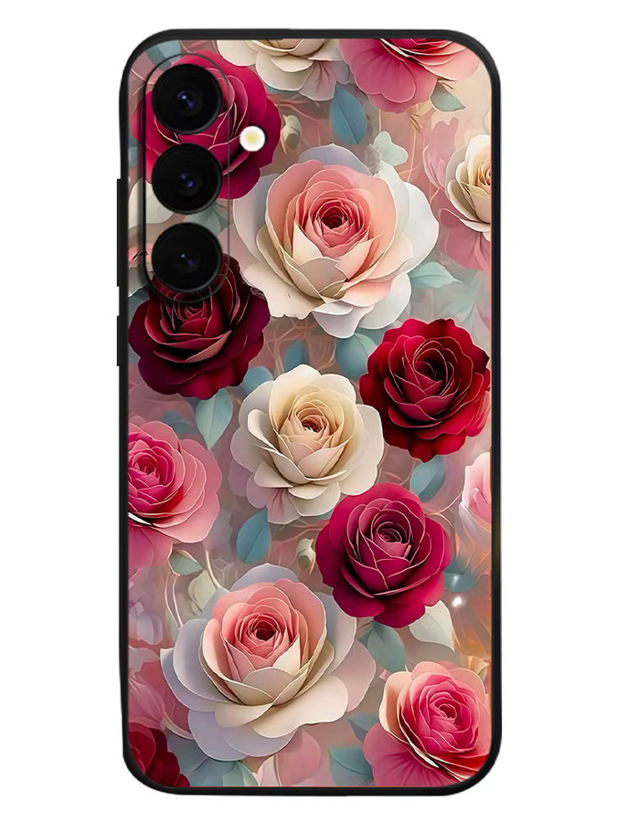 Magnetische Handyhülle mit Rosenblumen-Design für Samsung Galaxy S25 S24 S23 Ultra S22 S21 Plus S24 FE A17 A56 A55 A16 A15 A36, weiche TPU-Abdeckung, Schwarz/Mehrfarbig - Bild 6