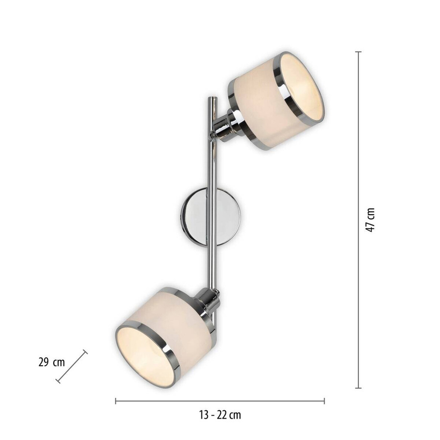 Just Light Spot Accor Deckenlampe in Chrom und Weiß, verstellbar, E14, 2 Fassungen, B/H/T: 29 x 47 x 22 cm - Bild 1