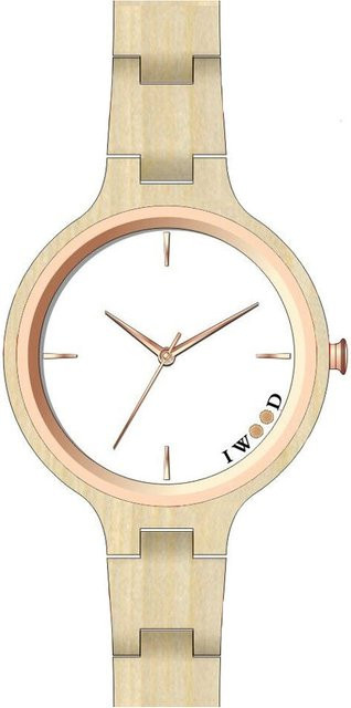 Iwood Damenuhr, Holz, Quarz, 37 mm, Weiß - Bild 1