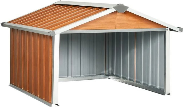 vidaXL Rasenmäher Garage aus verzinktem Stahl in Braun, B/T/H: 92 x 97 x 63 cm - Bild 1