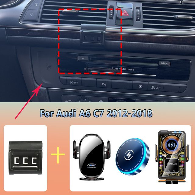 MagSafe Auto-Handyhalterung für Audi A6 C7 (2012-2018) Magnetische Lüftungshalterung mit kabellosem Ladegerät in Schwarz - Bild 1