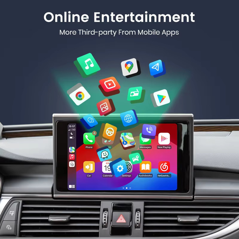 Junsun Android Auto und Wireless CarPlay Interface für Audi A6 A7 7C RMC 2012-2018 mit Mirror Link, AirPlay, Bluetooth, USB und Rückfahrkamera Unterstützung - Bild 4