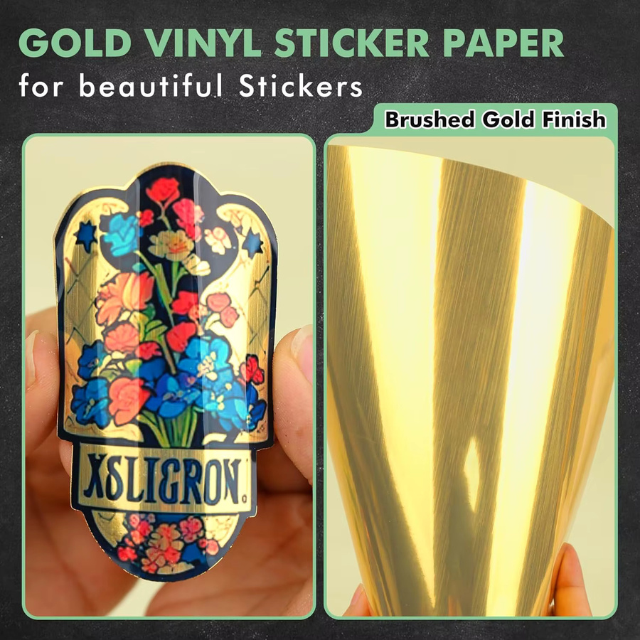 20 Blatt bedruckbares Vinyl-Aufkleberpapier in A4, goldfarben gestreiftes holografisches Design, wasserfest, nur für Laserdrucker geeignet - Bild 4