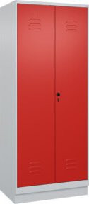 C+P PSA Doppel-Spind Classic PLUS mit Sockel und 2 Abteilen, Lichtgrau/Verkehrsrot, B/T/H: 195 x 80 x 50 cm - Bild 1