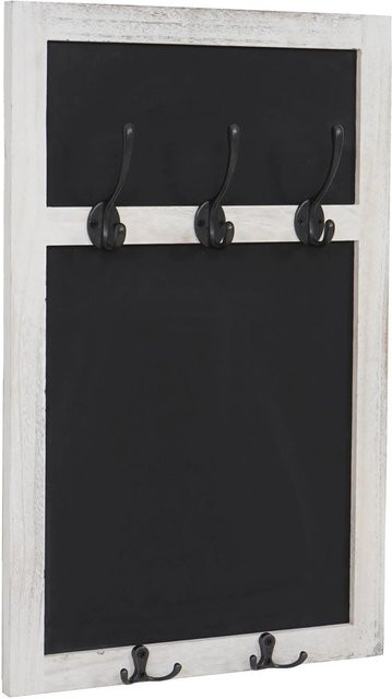 MCW Wandgarderobe C51 mit Kreidetafel in Weiß im Shabby-Chic-Design aus Paulowniaholz, B/H: 55 x 55 cm - Bild 1