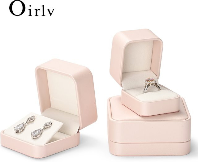 Oirlv Schmuckschmuckbox aus PU Leder in Pink für Ringe, Halsketten und Ohrringe - Bild 1