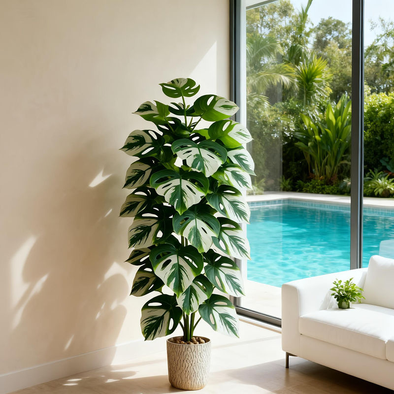 Künstliche Monstera Pflanze von TUYUE in Grün, 120 cm Höhe, mit 24 Blättern aus Kunststoff - Bild 6