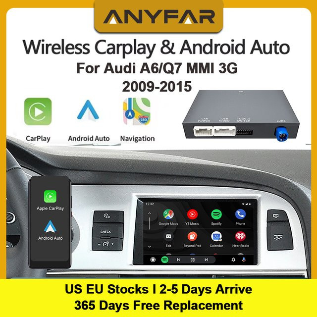 ANYFAR Kabelloses CarPlay und Android Auto Modul für Audi A6 und Q7 mit MMI 3G, AirPlay und Mirror Link, Schwarz - Bild 1