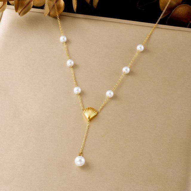 DIEYURO Halskette Edelstahl, Gold, Perle, Damen - Bild 1