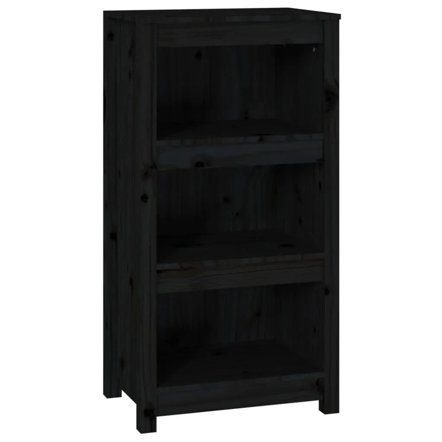vidaXL Bücherregal aus Massivholz Kiefer in Schwarz, modern und wandmontierbar, B/T/H: 50 x 35 x 97 cm - Bild 2
