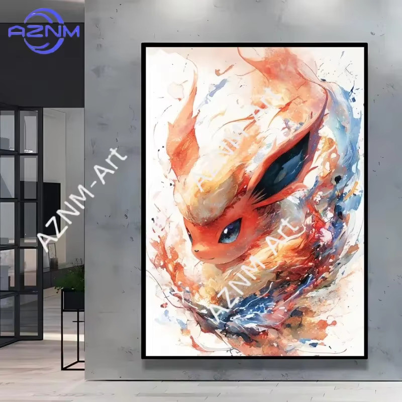 Potdemiel Leinwand-Poster Pokemon Pikachu und Eeveelution Anime-Charakter Wandbild Mehrfarbig - Bild 2