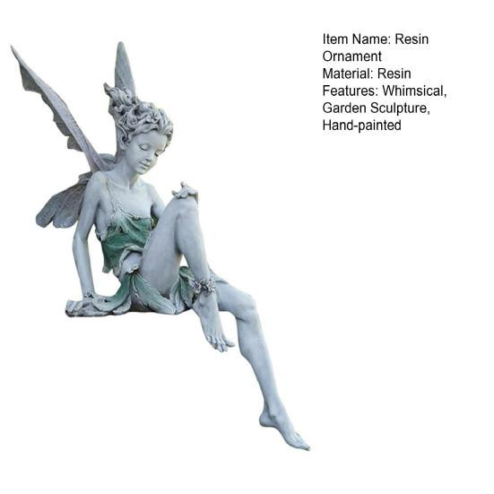 Amusedly Blumenfeenstatue aus Kunstharz in Braun zur Dekoration für Garten und Außenbereich - Bild 1